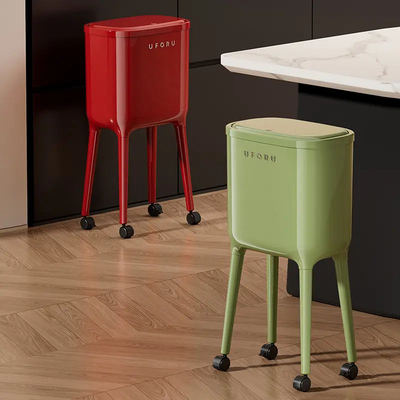 16L Rolling Trash Can with Odor Sealing Lid, Lockable Wheels & Slim Space Saving Design