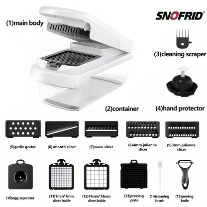 15 In 1 Multi Function Vegetable Chopper with 8 Blades & Storage Container