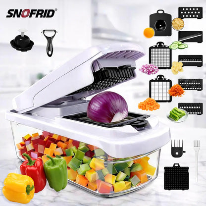 15 In 1 Multi Function Vegetable Chopper with 8 Blades & Storage Container