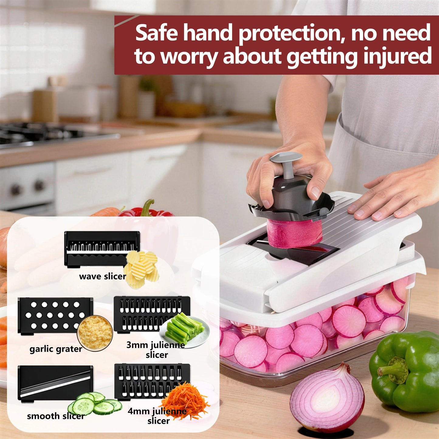 15 In 1 Multi Function Vegetable Chopper with 8 Blades & Storage Container