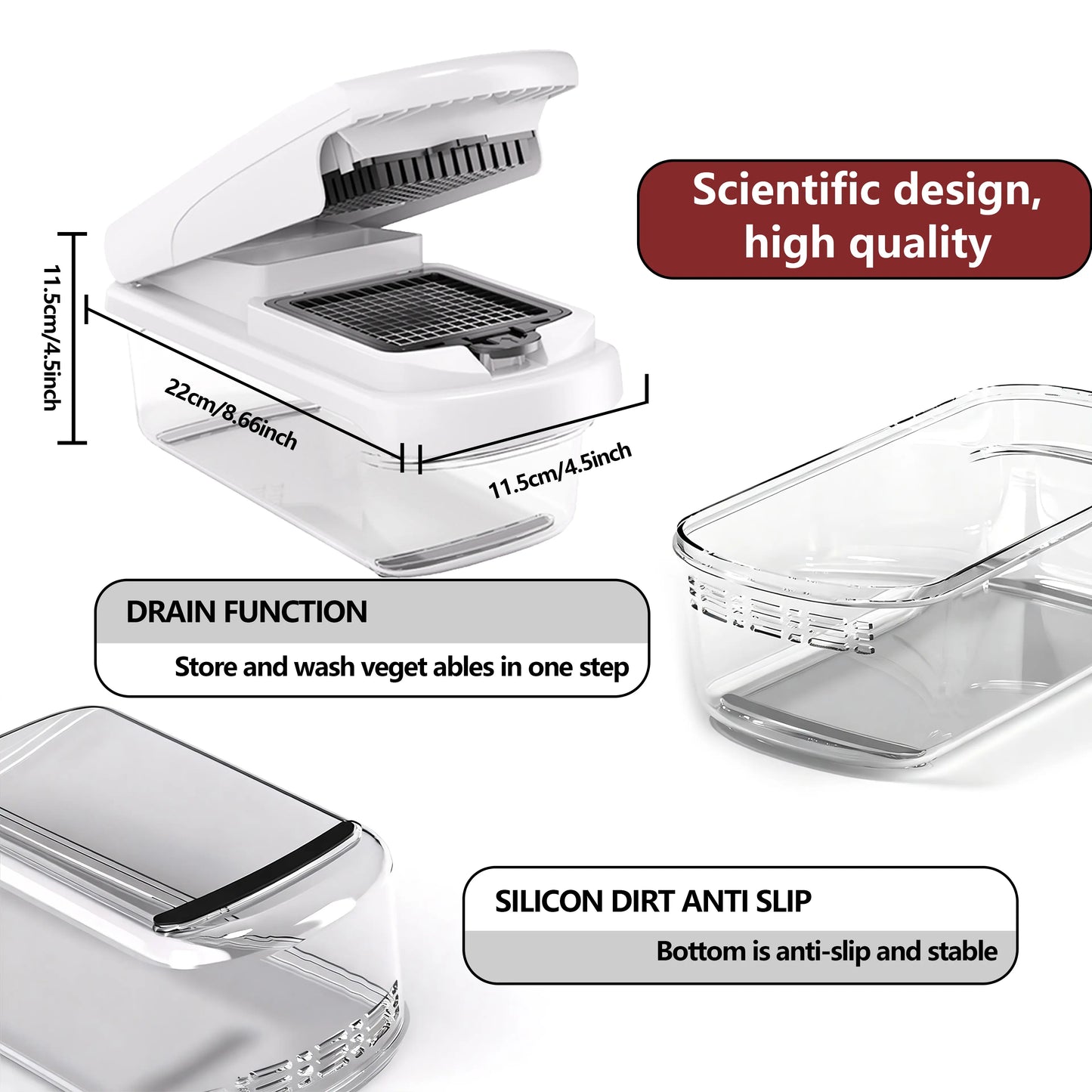 15 In 1 Multi Function Vegetable Chopper with 8 Blades & Storage Container