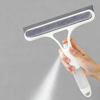 3 In 1 Window Cleaning Tool with Spray Bottle, Squeegee & Microfiber Scrubber