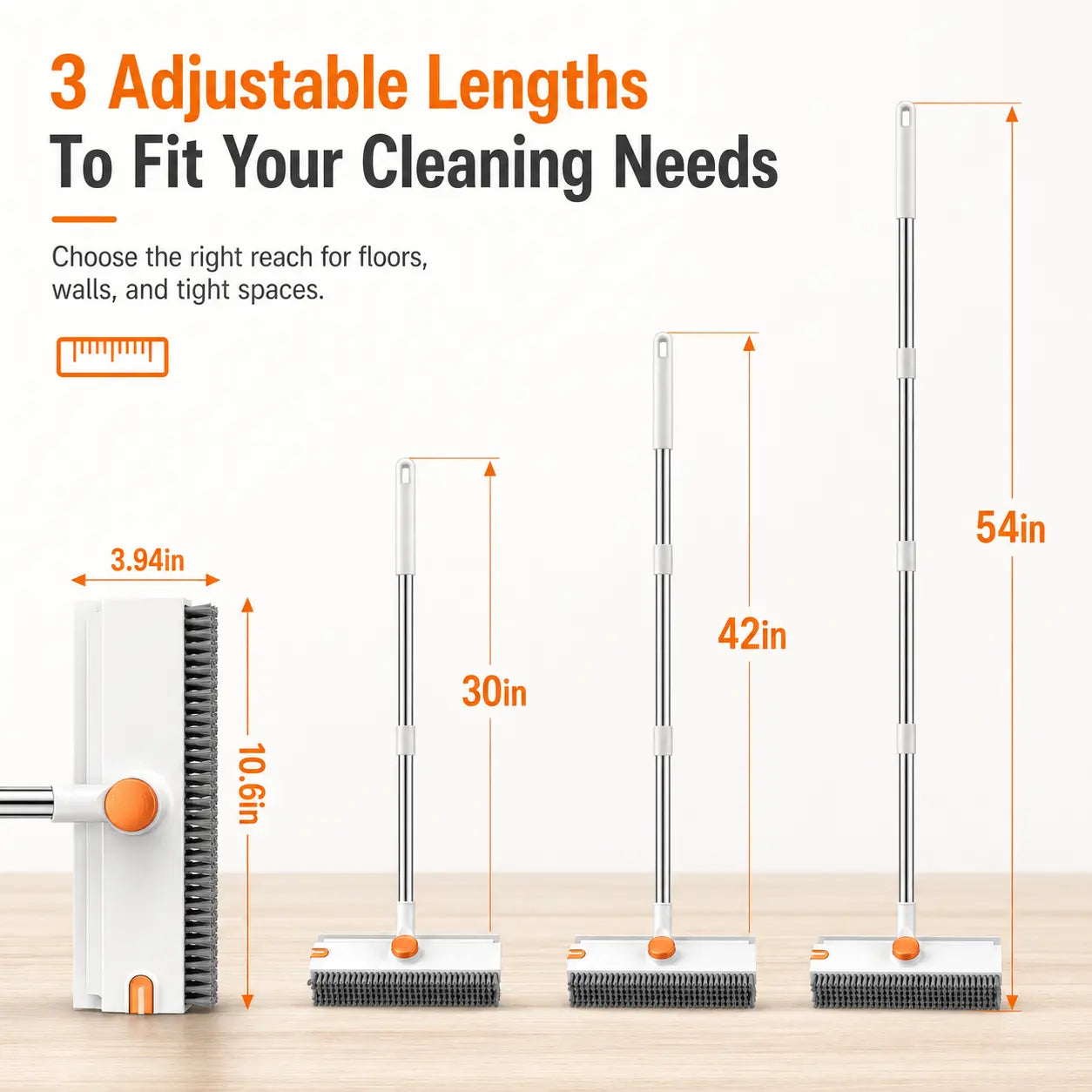 Heavy Duty Floor Cleaning Brush with Long Handle, Scrubber & Scraper