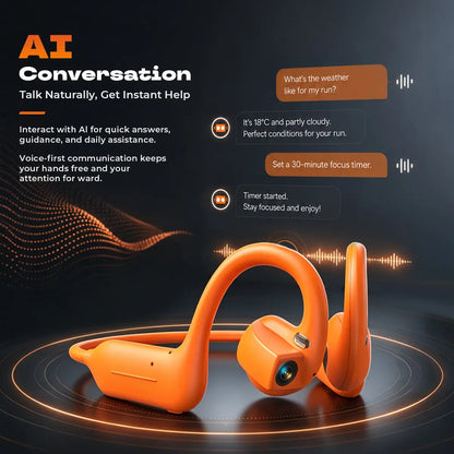 Bone Conduction Smart Headphones with 8MP Camera, Instant Translation & IP65 Waterproof